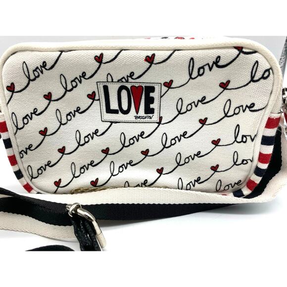 Brighton Love Scroll Striped Convertible Double‎ Zip CrossBody Bag Handbag Purse - Picture 1 of 9
